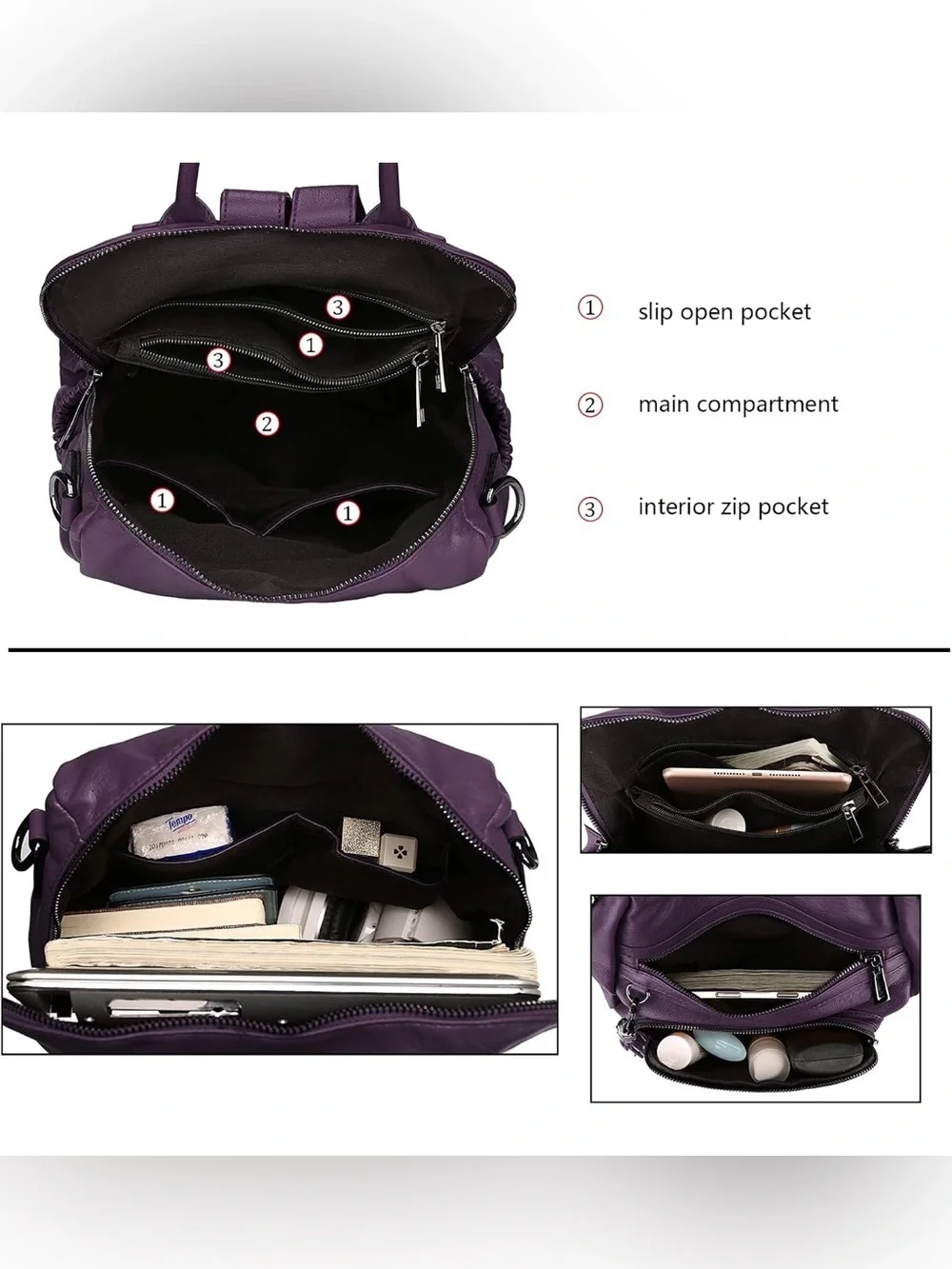 Uromee Purple Vegan Leather Backpack